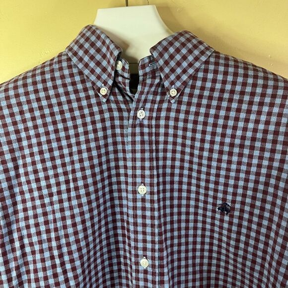 Brooks Brothers Mens Regent Size XL Button Down Preppy Cotton Burgundy Blue Soft - Picture 4 of 9